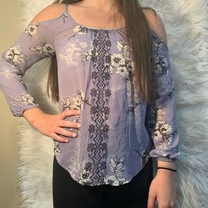 PURPLE OPEN SHOULDER TOP